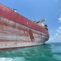 Tanker vessel aground